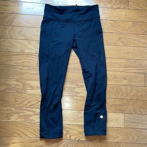 Black cropped Lululemon leggings. High waisted.